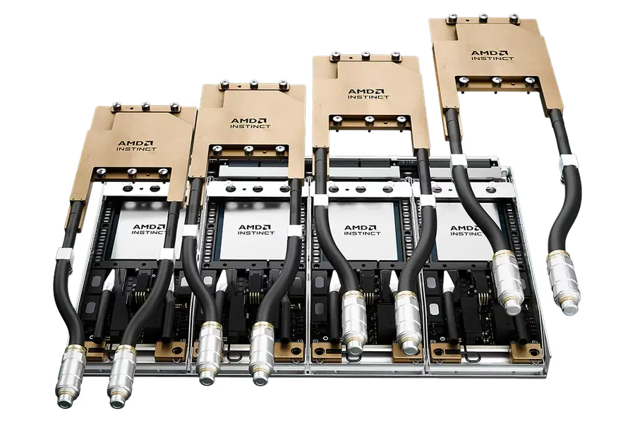 AMD Instinct MI430X GPUs mit Flüssigkühlung auf Universal Baseboard für HPC und Sovereign AI Server