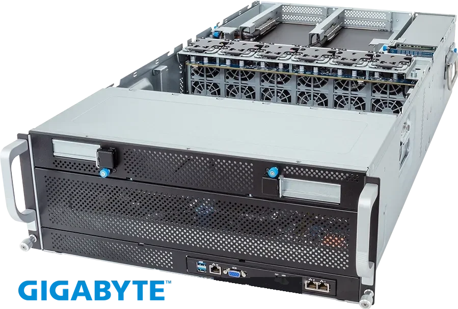 GIGABYTE G493-ZB0-AAP1 - 4U-GPU-Server für 8 Dual-Slot-GPUs, Frontansicht