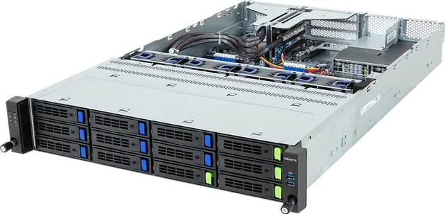 GIGABYTE 2HE-Rack-Server als Beispiel-Chassis der PCIe-GPU-Server-Klasse