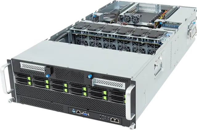 GIGABYTE G494 4HE-Barebone mit acht GPU-Slots als Beispiel-Chassis