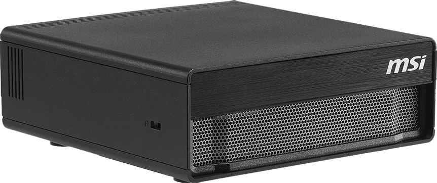 MSI EdgeXpert: schwarzes Kompaktgehäuse mit MSI-Drachenlogo