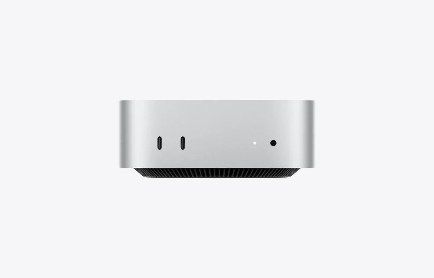 Apple Mac mini (2026) mit M6 oder M5 Pro, Frontansicht mit zwei USB-C-Anschlüssen