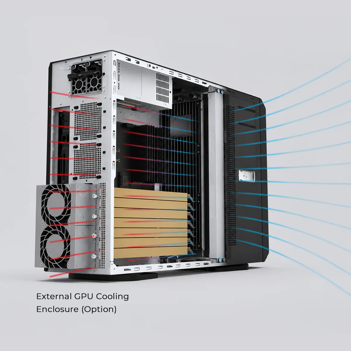 Luftstrom durch das AZZA Trail mit optionalem externem GPU-Lüftermodul